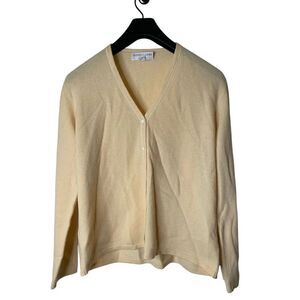 Brunello Cucinelli 100% cashmere cardigan sweater pale yellow women's size large